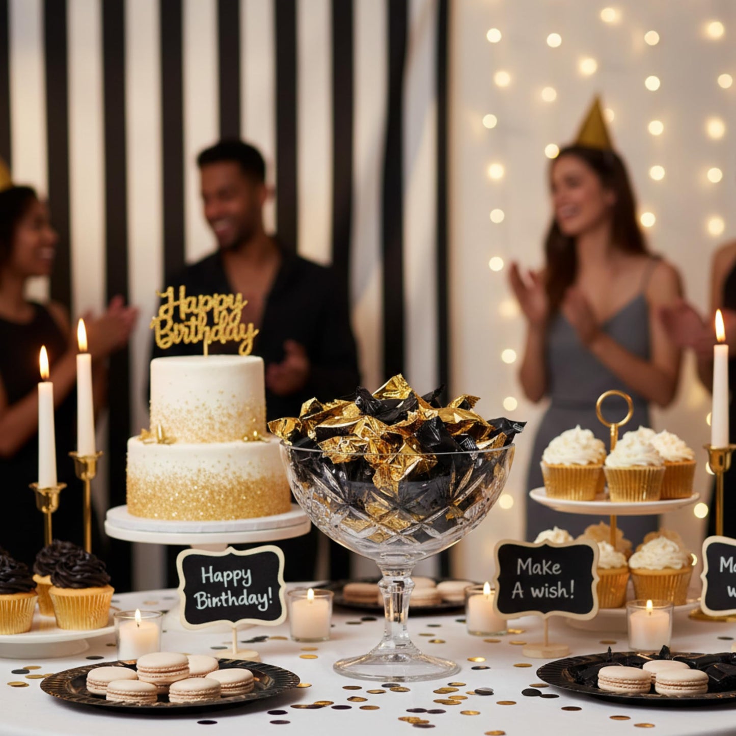 110 Count Gold & Black Buttermints – Individually Wrapped Candy for Any Celebration