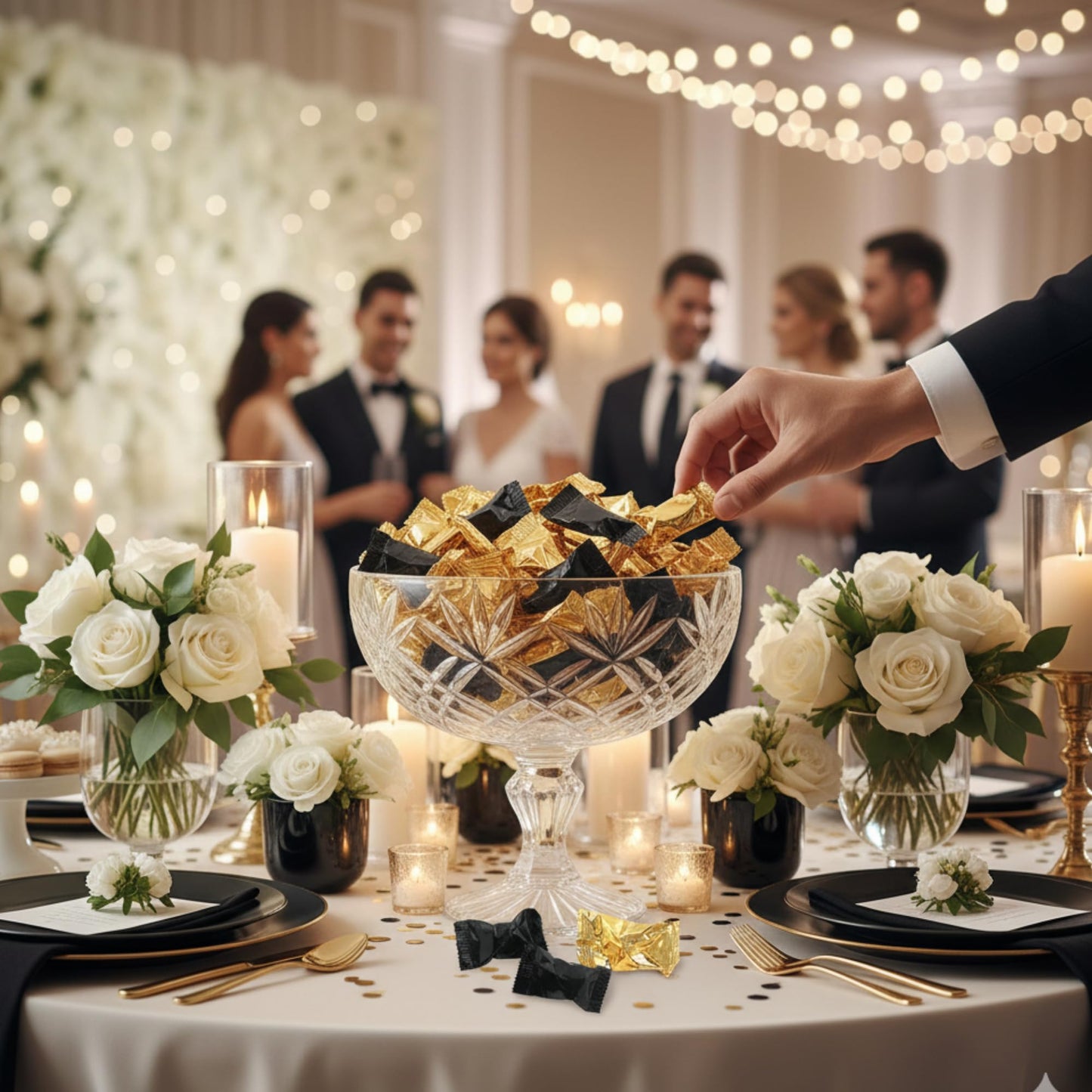 110 Count Gold & Black Buttermints – Individually Wrapped Candy for Any Celebration