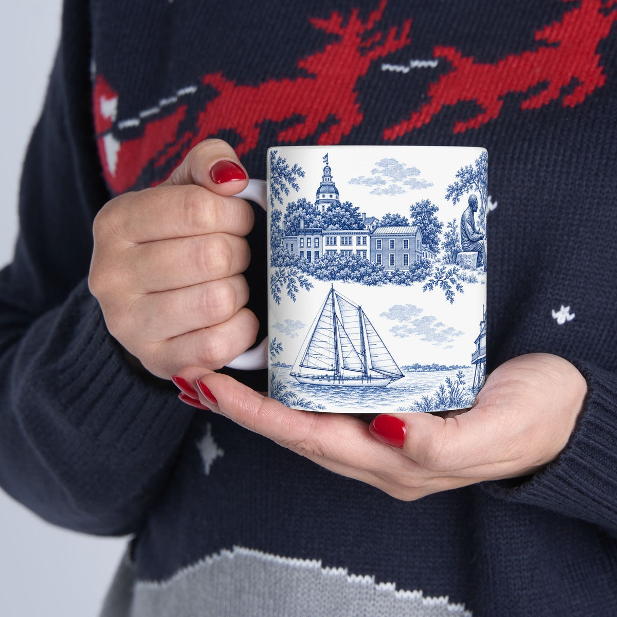 Annapolis Blue Toile de Jouy Ceramic Mug – Vintage Scenic 11oz