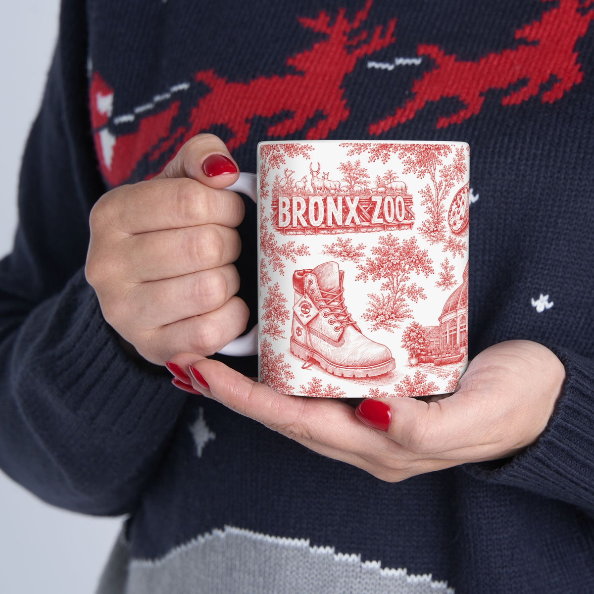 Bronx Red Toile de Jouy Mug | NYC Chinoiserie Ceramic Coffee Cup
