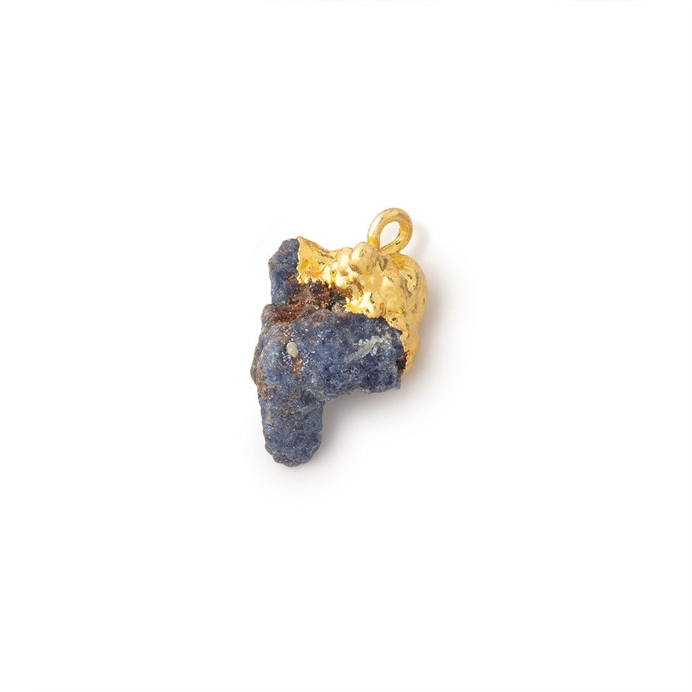Gold Leafed Blue Jammu Sapphire Natural Crystal 1 Pendant