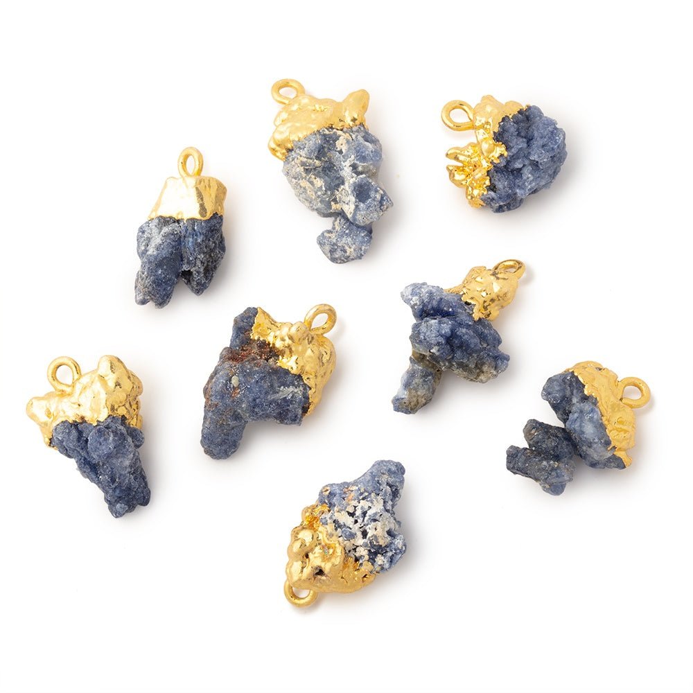 Gold Leafed Blue Jammu Sapphire Natural Crystal 1 Pendant