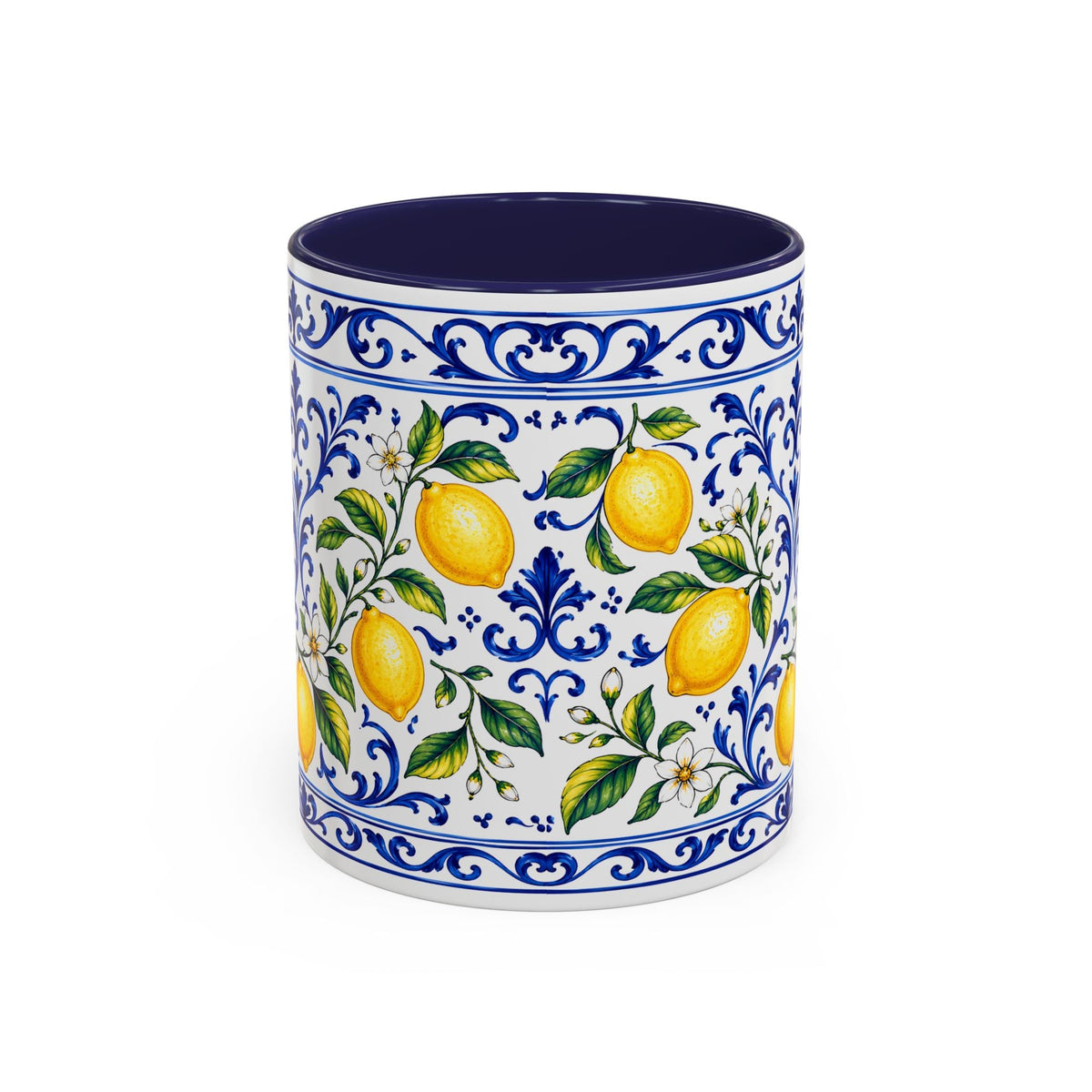 Little Italy Amalfi Blue with Lemon Accent Mug — Blue Ceramic Kitchen Mug (11oz)