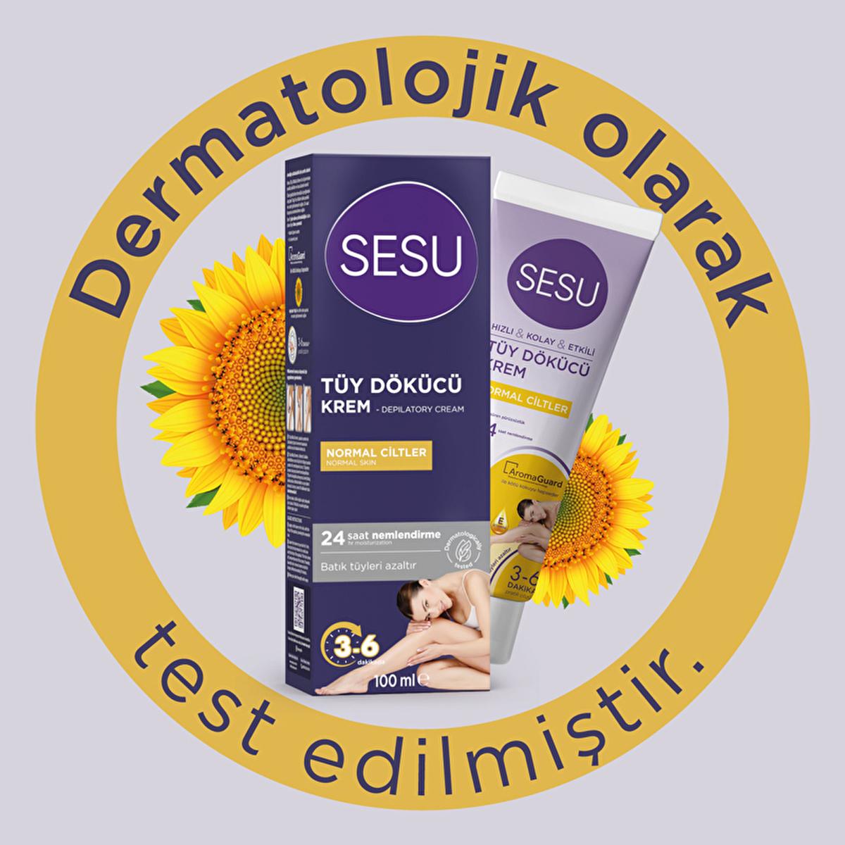 Sesu Hair Removal Cream for Normal Skin - 3.38 fl oz, Dermatologically Tested, Vitamin E & Bisabolol Enriched
