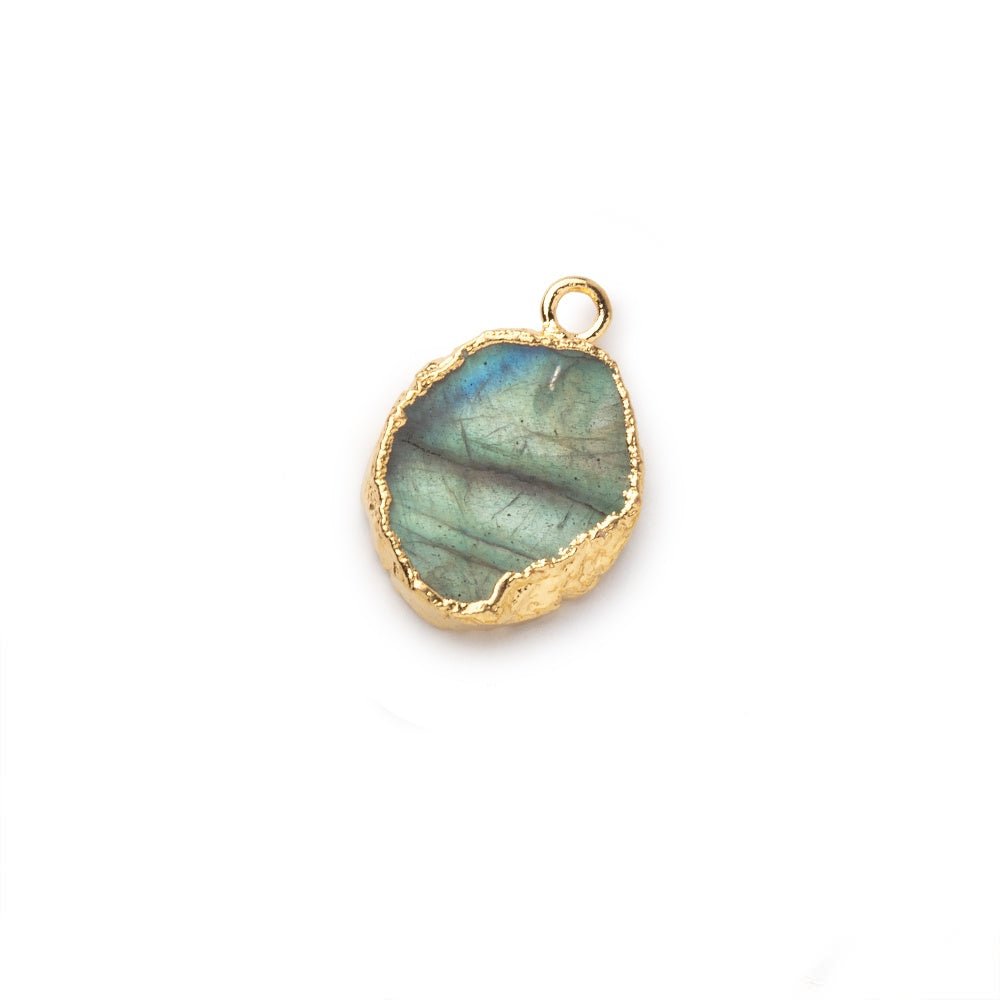 11x8-12x10mm Gold Leafed Labradorite Oval Slice Focal Pendant 1 piece
