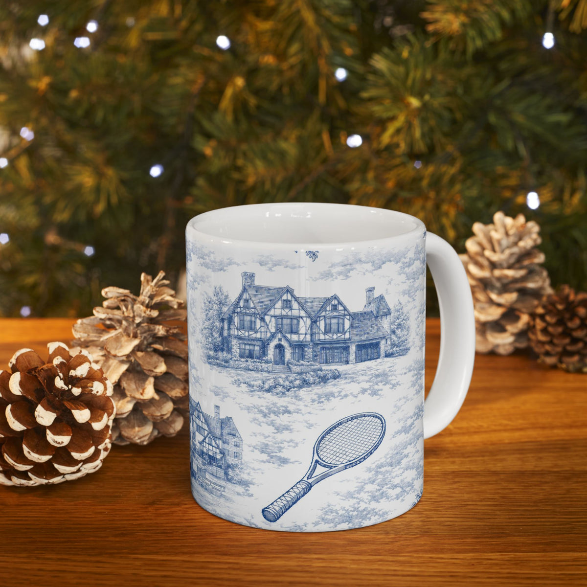 Forest Hills Blue Toile De Jouy Mug | Queens Chinoiserie Coffee Cup