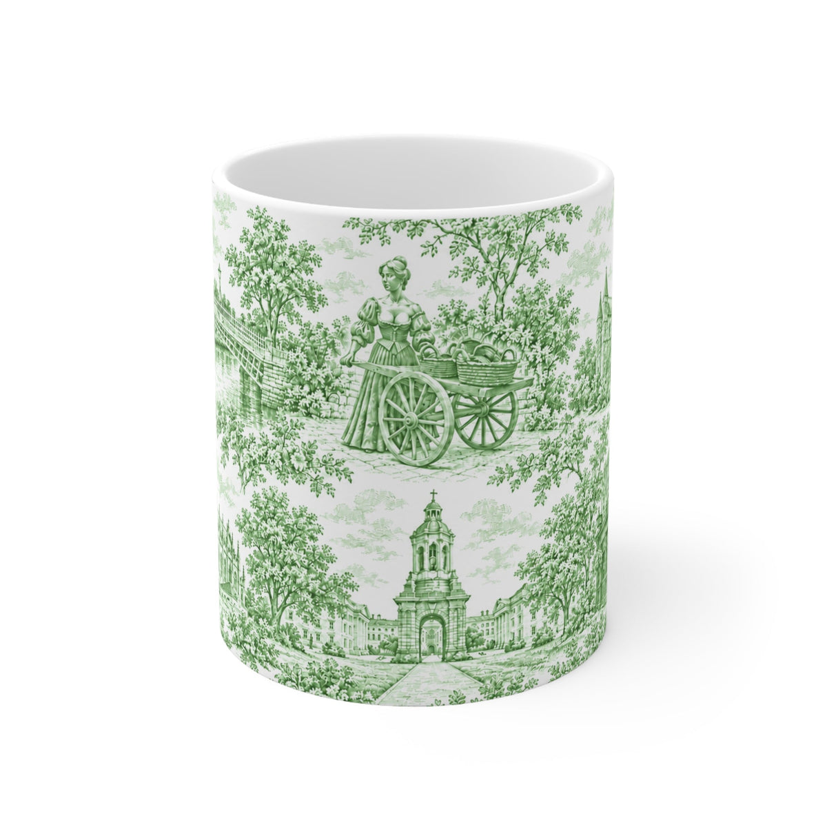 Dublin Green Toile de Jouy Ceramic Mug — Coffee Cup (11oz; Ships from Europe)