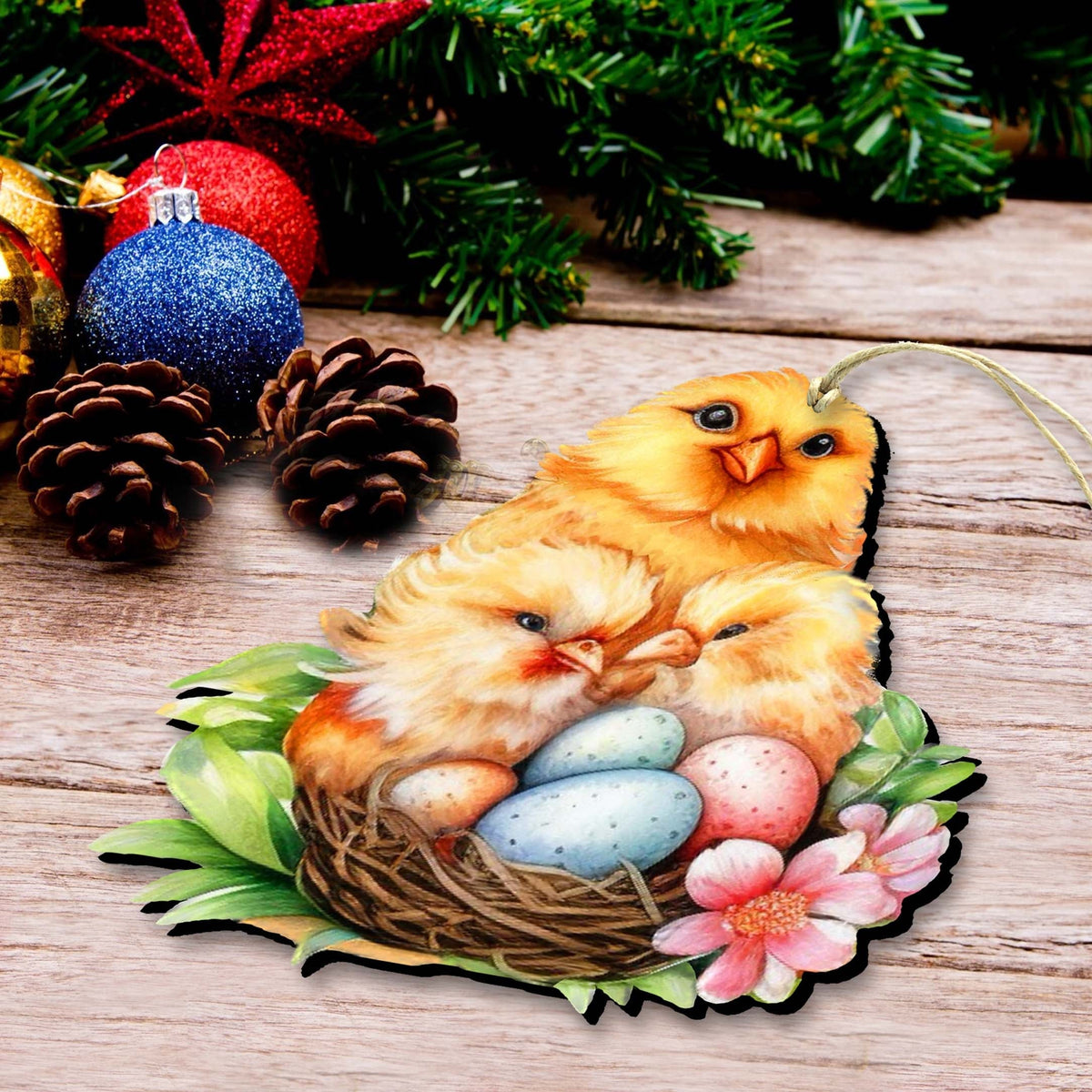Spring Chicks Wooden Ornaments by G. DeBrekht Easter Spring Decor - 8652771