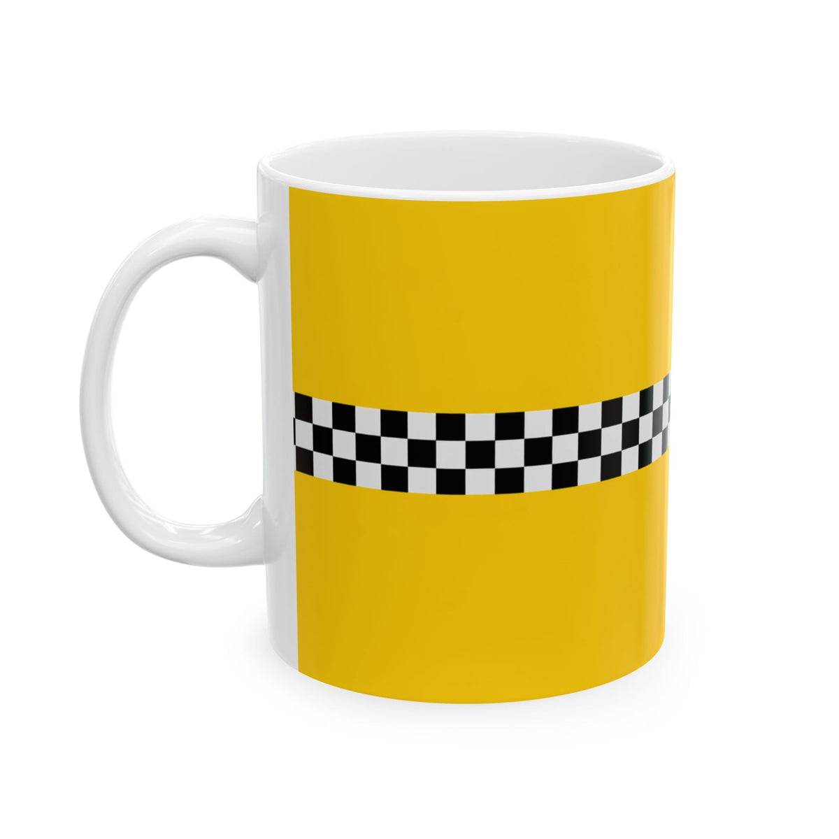 NYC Checkered Taxi Cab Mug | New York Yellow Checker Ceramic Mug