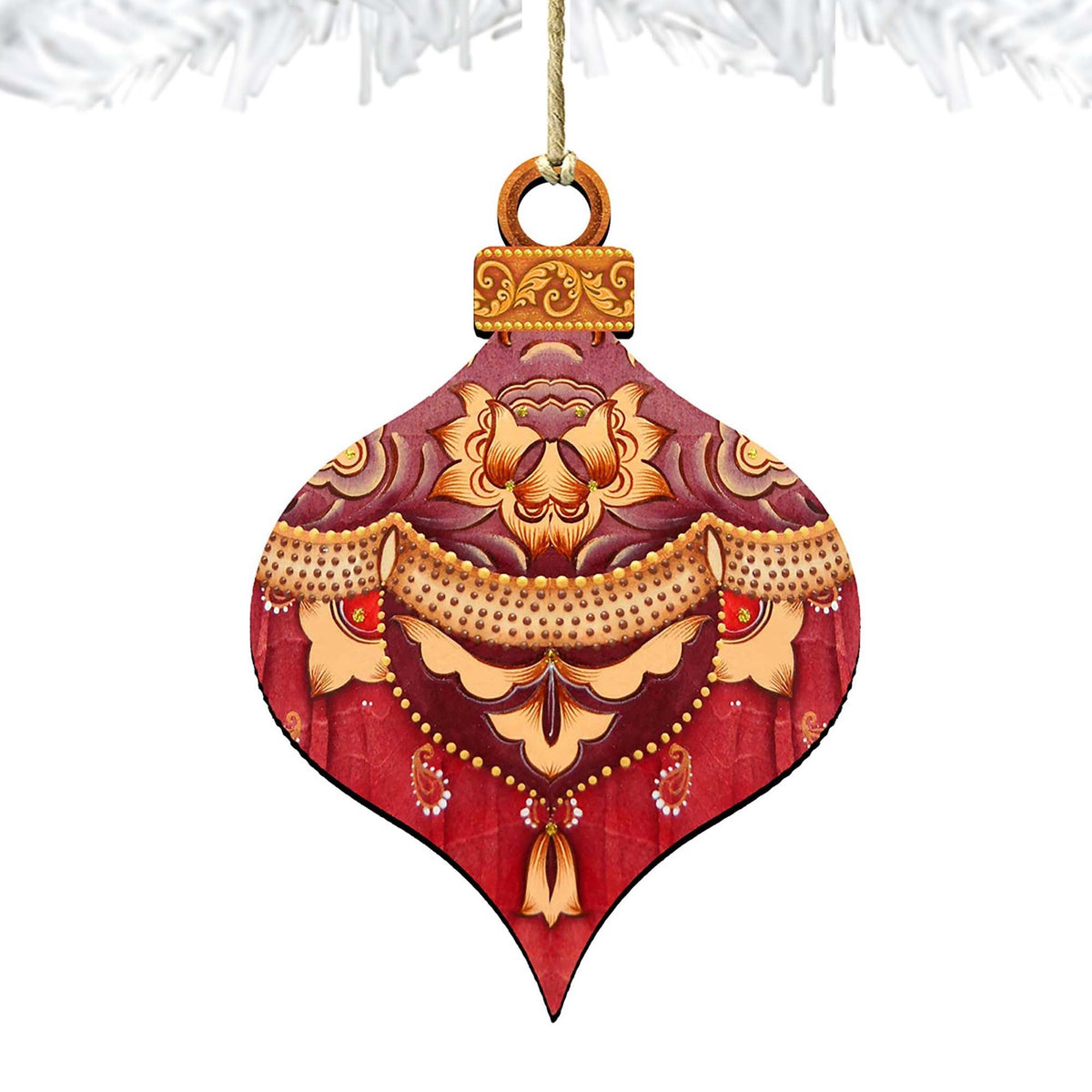 Red Round Ball Wooden Ornaments by G. DeBrekht - Christmas Decor - 8193148