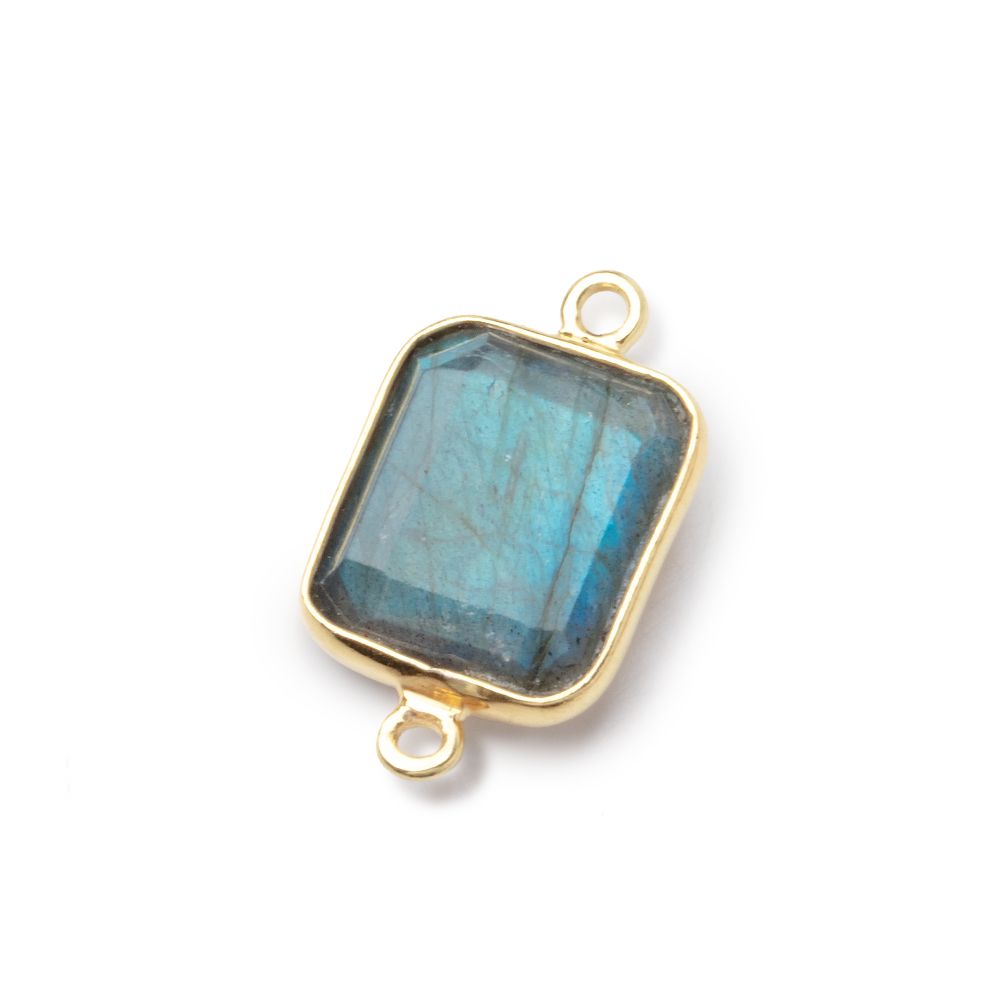 13x11mm Vermeil Bezel Labradorite Rectangle Connector 1 piece