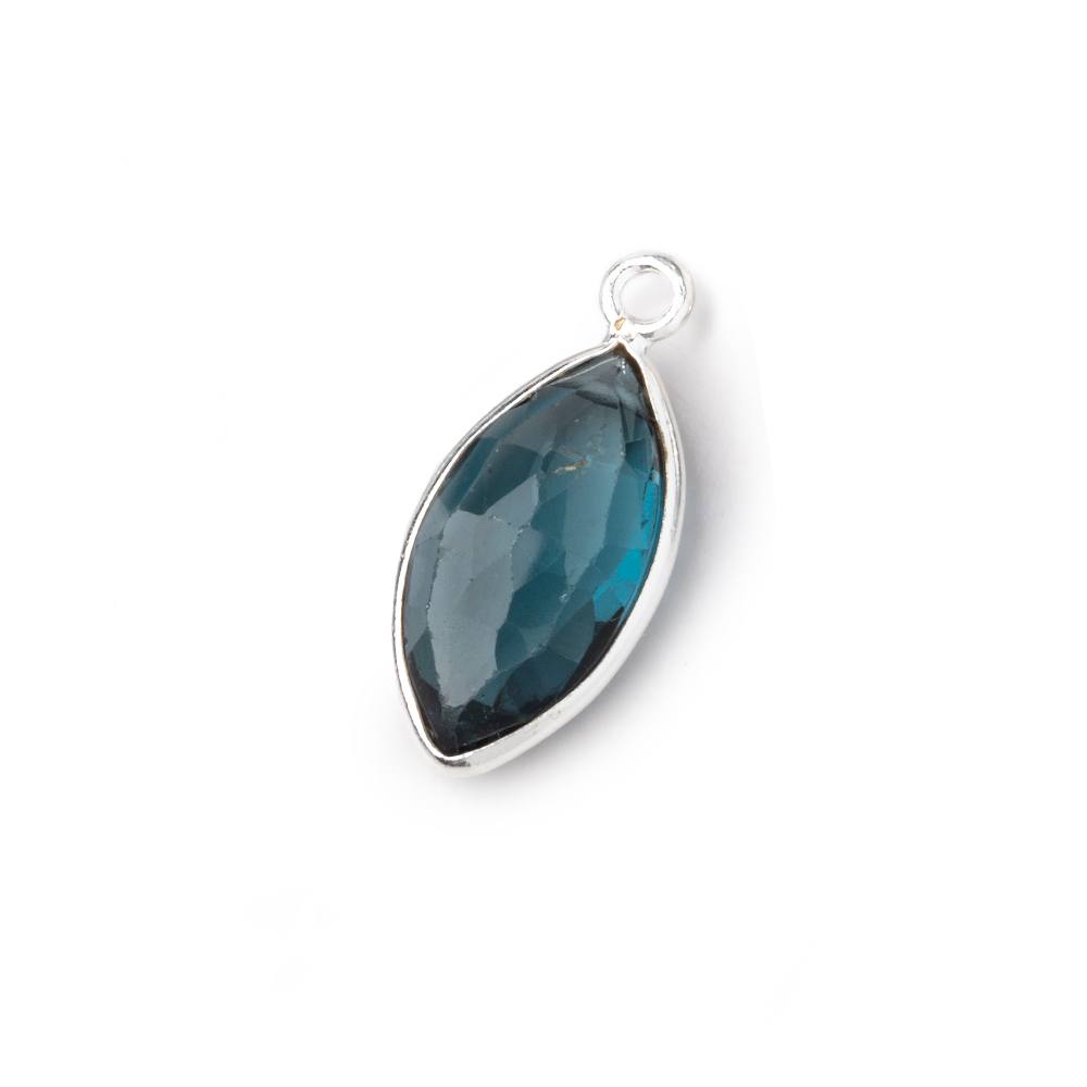 14-16mm .925 Silver Bezel London Blue Topaz Faceted Marquise Pendant 1 piece AAA
