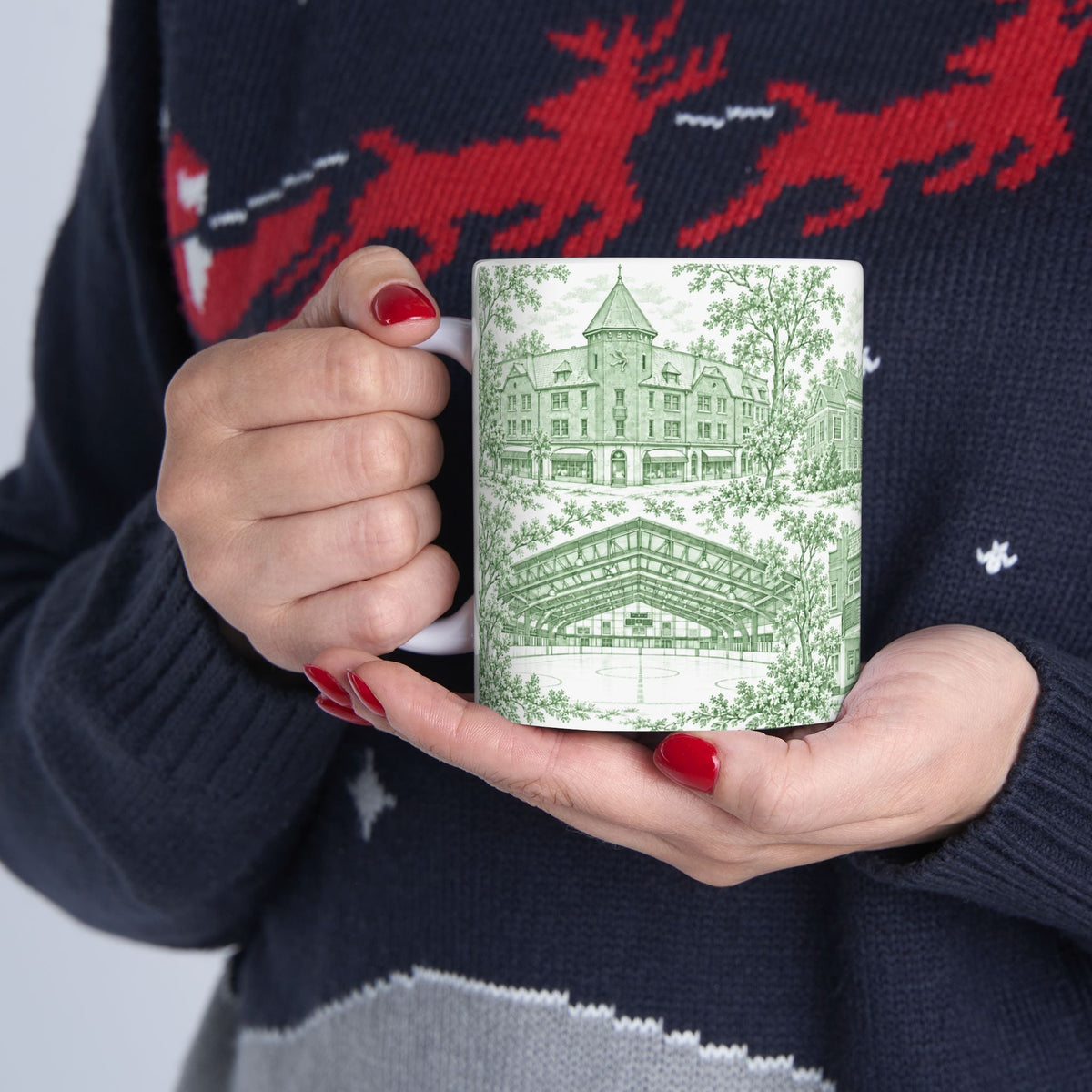 Great Neck Green Toile de Jouy 11oz Ceramic Mug
