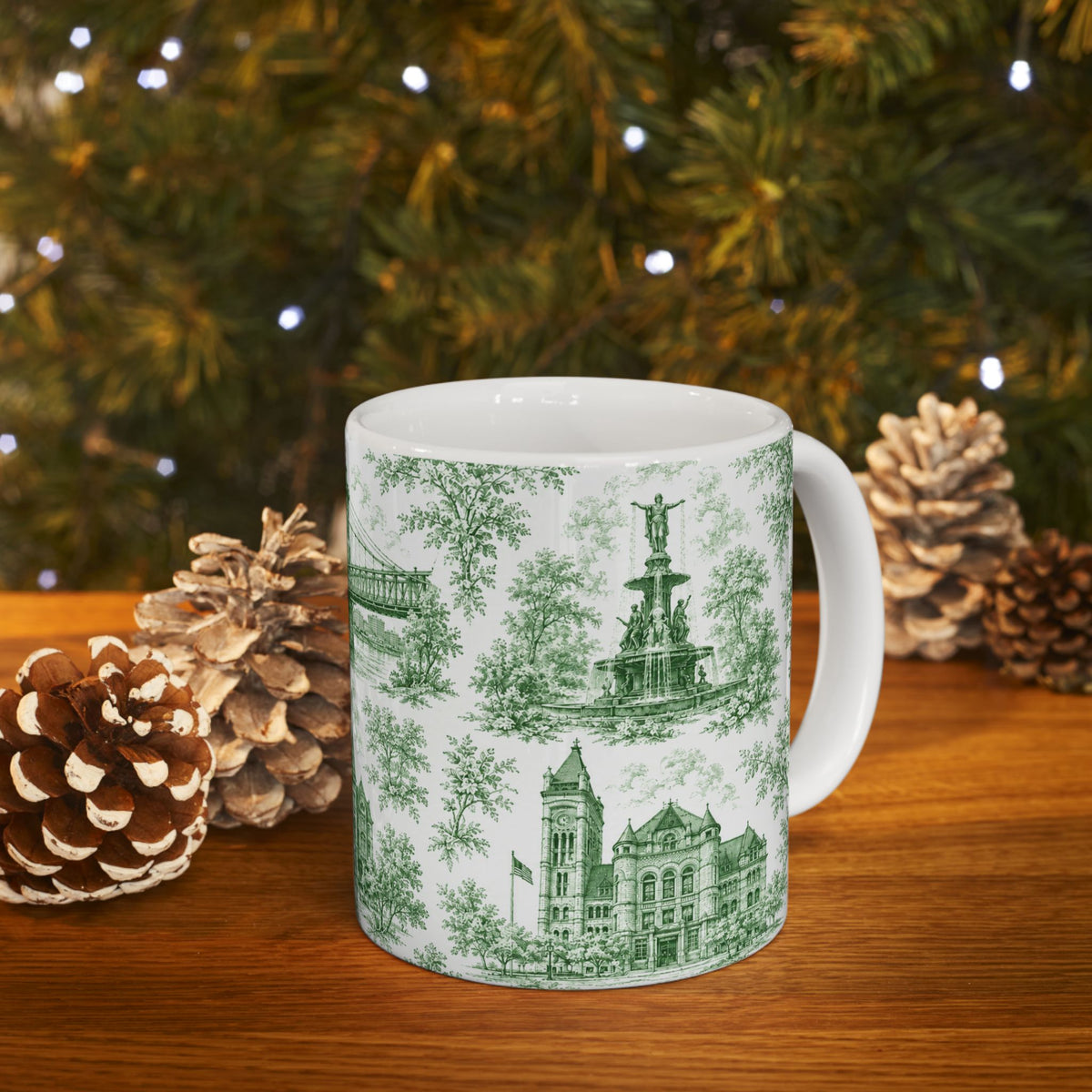 Cincinnati Blue Toile de Jouy Ceramic Mug — Coffee mug 11oz