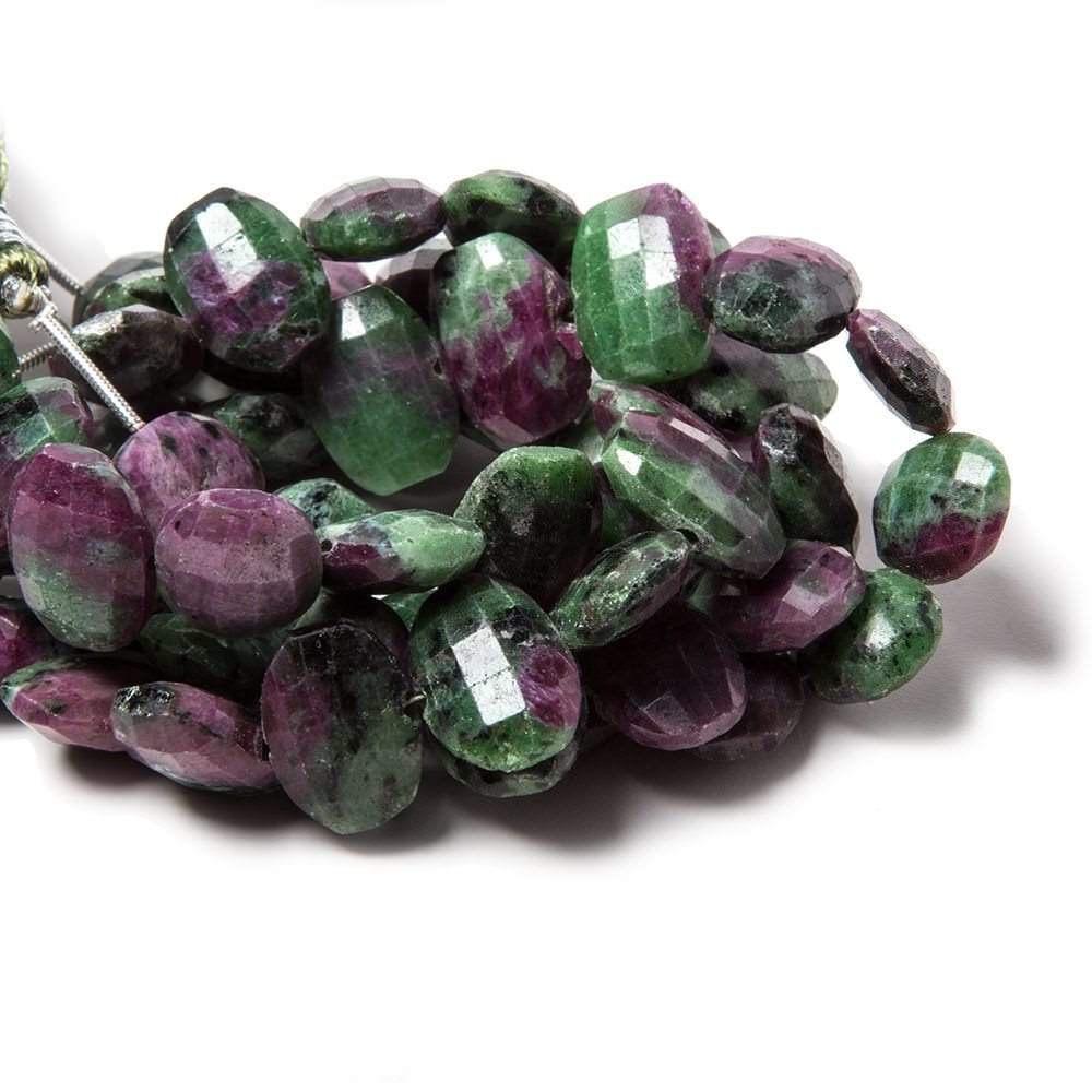 14x10.5mm Ruby in Zoisite side drilled Faceted Cushions 5.5 inch 13 Beads