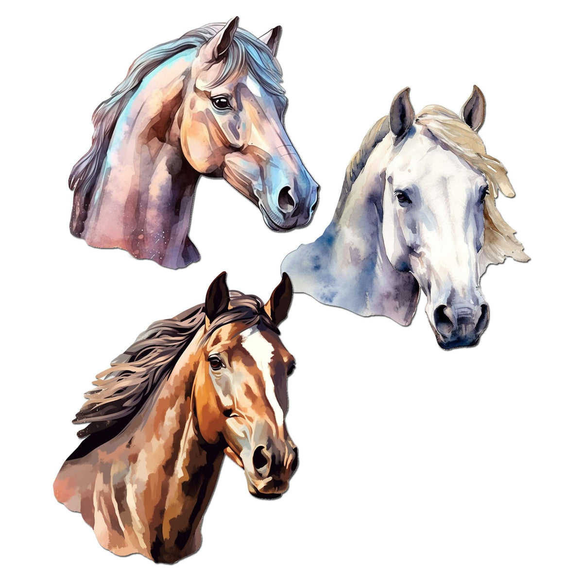 Horses Clip-On Eco Wood Decorative Ornaments Set of 3 by G. Debrekht - Christmas Decor - 8091039C-S3