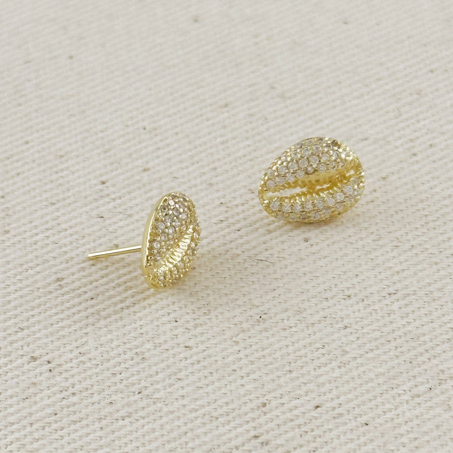 18K Gold Filled Cowrie CZ Stud Earrings