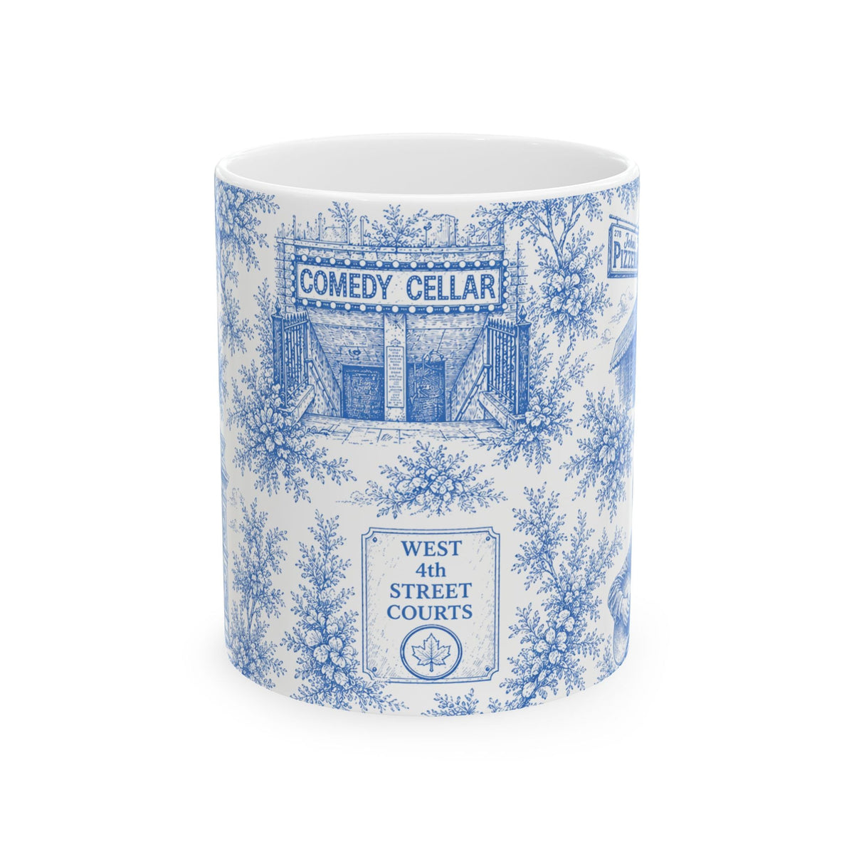 Greenwich Village Blue Toile de Jouy Mug | NYC Chinoiserie Ceramic Coffee Cup