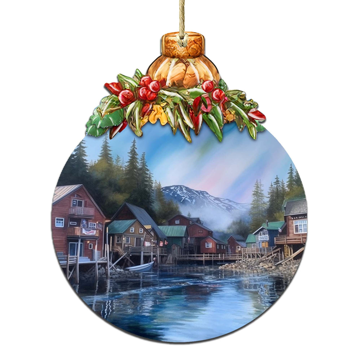 Arctic Mountain Homes Wooden Ornaments by G.Debrekht - Wildlife Holiday Decor - 870014