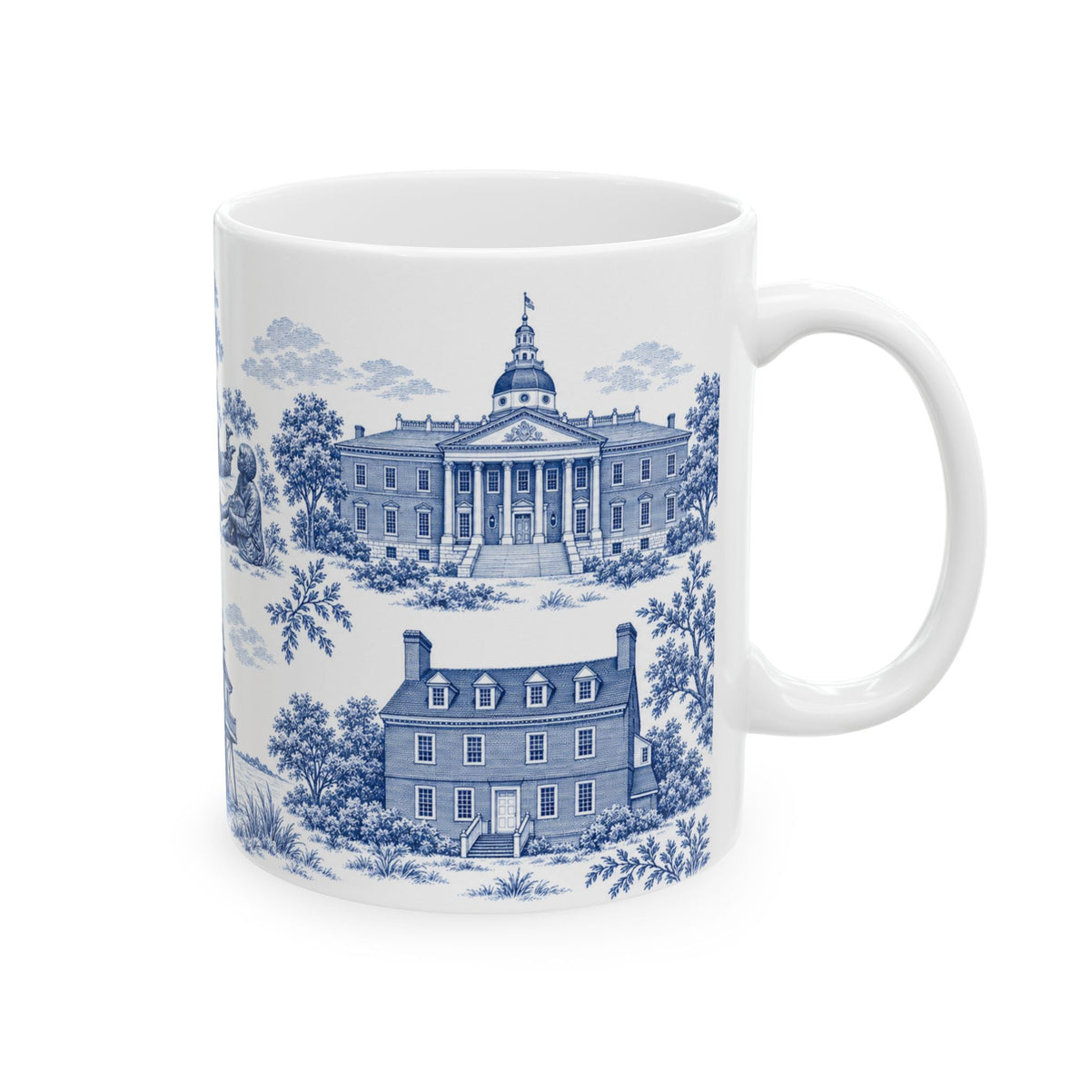 Annapolis Blue Toile de Jouy Ceramic Mug – Vintage Scenic 11oz