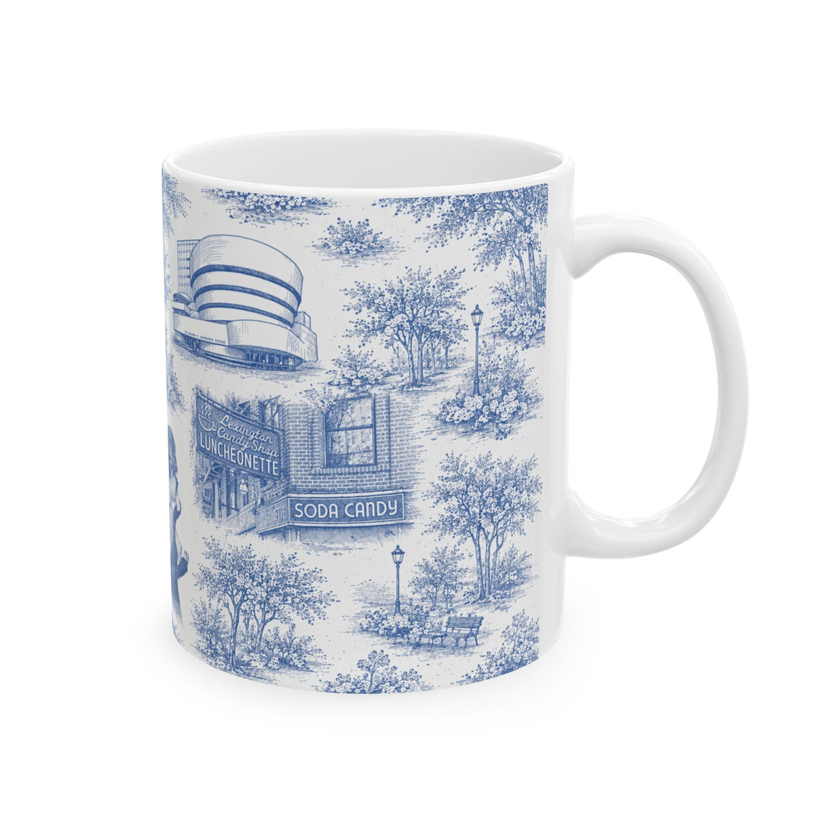 Upper East Side Blue Toile de Jouy Mug | New York Chinoiserie Ceramic Mug