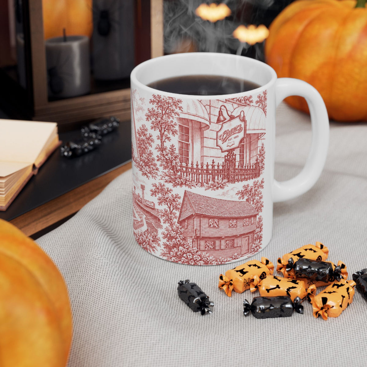 Boston Red Toile de Jouy Ceramic Mug – Boston Chinoiserie (11oz)