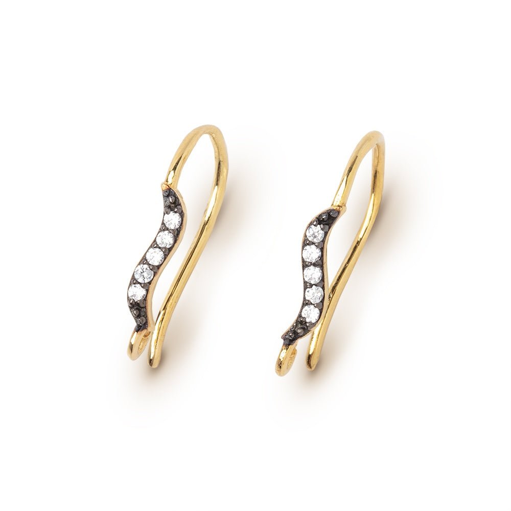17mm CZ Two Tone Ear Wire Set of 2 pieces
