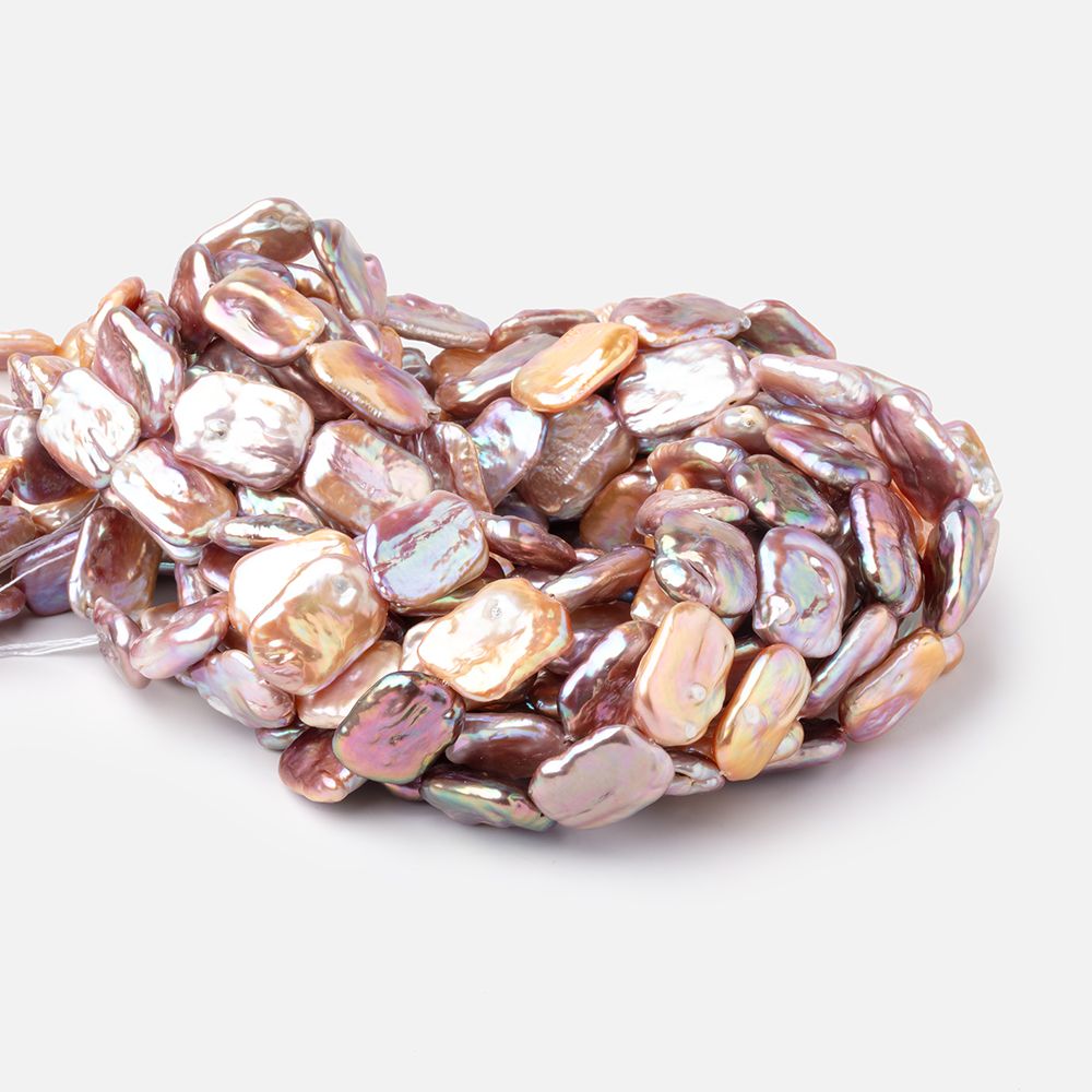 18-19mm Tonal Blush Rectangle Freshwater Pearls 15 inch 21 beads