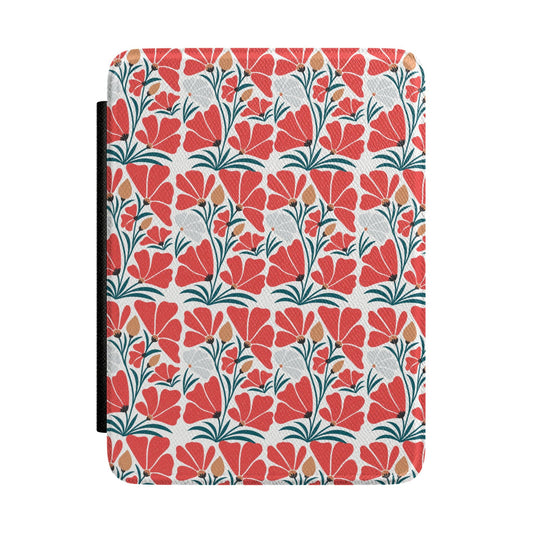 Coral Floral Kindle Paperwhite Case | Retro Botanical E-Reader Cover