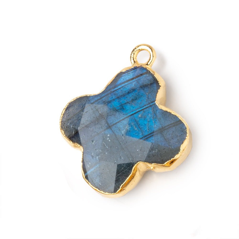 20mm Gold Leafed Labradorite Quatrefoil Pendant 1 focal piece