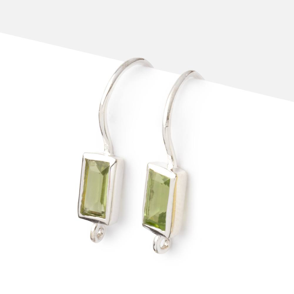 18mm Peridot Baguette Ear Wire Set of 2 pieces