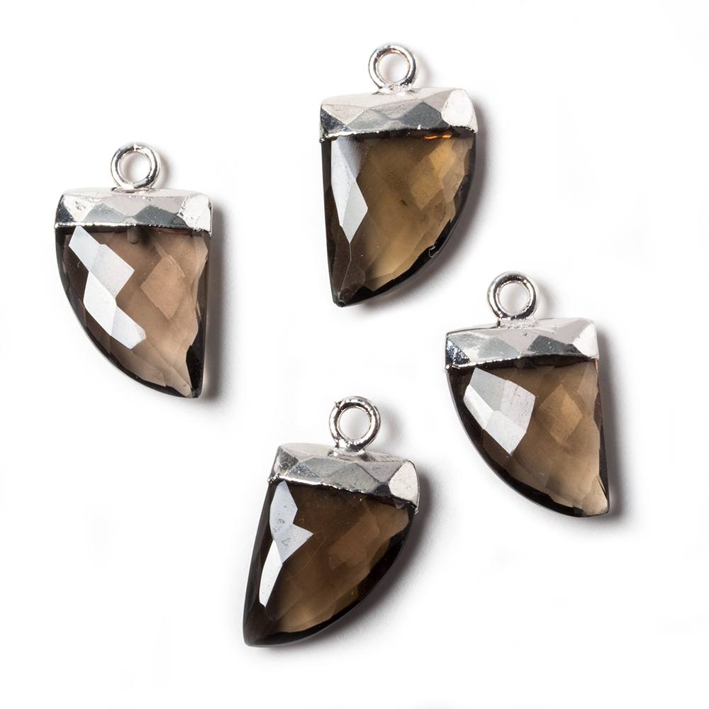 18x10mm Silver Leafed Smoky Quartz Horn Pendant 1 piece