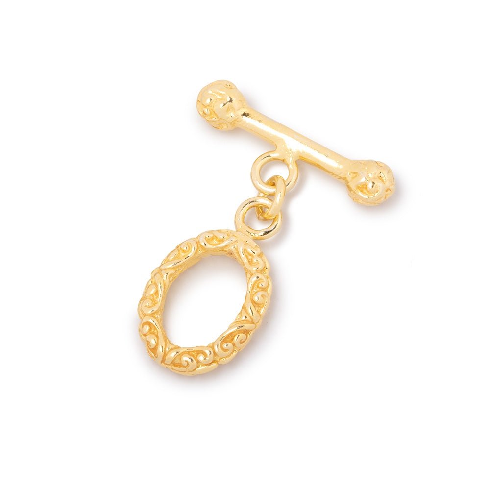 18x11mm Vermeil Toggle Bali Design 1 piece