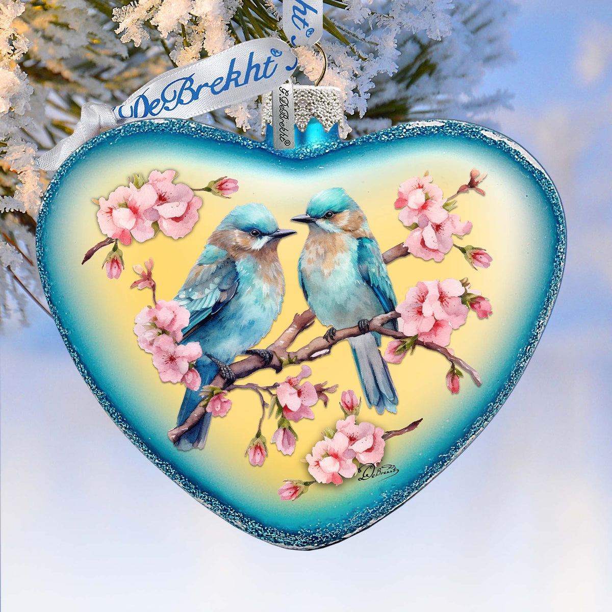Blooming Love Heart Glass Ornament by G. Debrekht Christmas Decor - 753-014