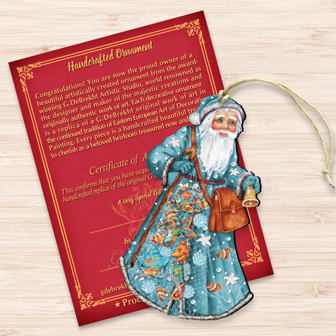 Fishermen Santa Wooden Ornaments by G. DeBrekht - Coastal Holiday Decor - 8124120-2