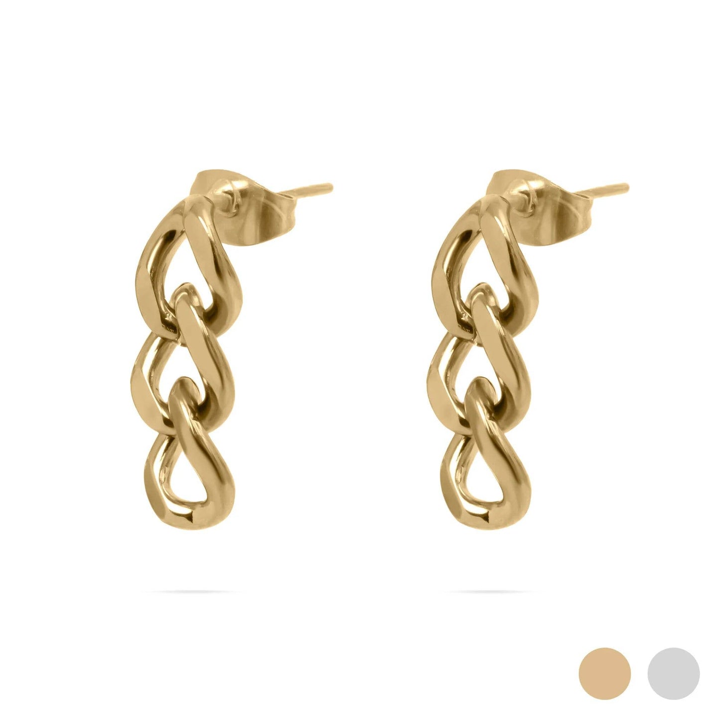 18K Gold PVD Stainless Steel Curb Chain Dangle Earrings