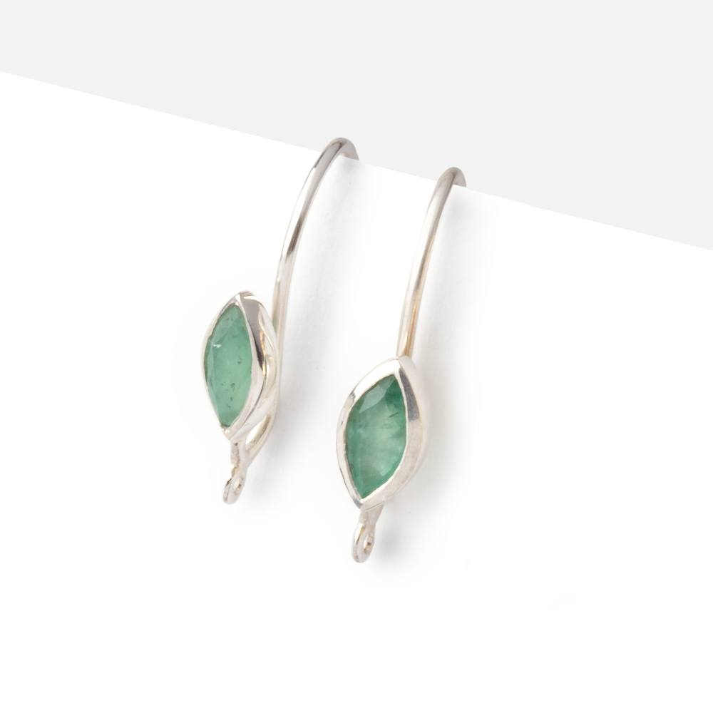 19mm Emerald Marquise Ear Wire Set of 2 pieces