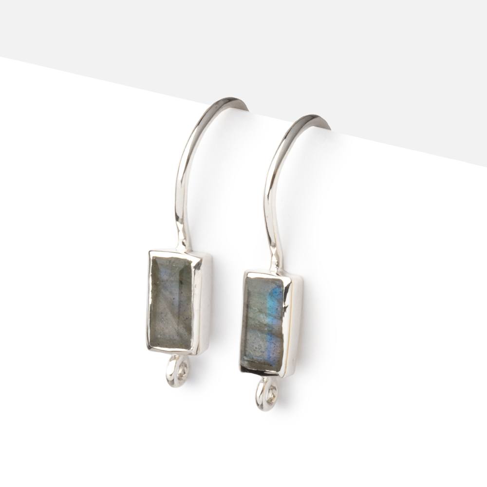 19mm Labradorite Baguette Ear Wire Set of 2 pieces