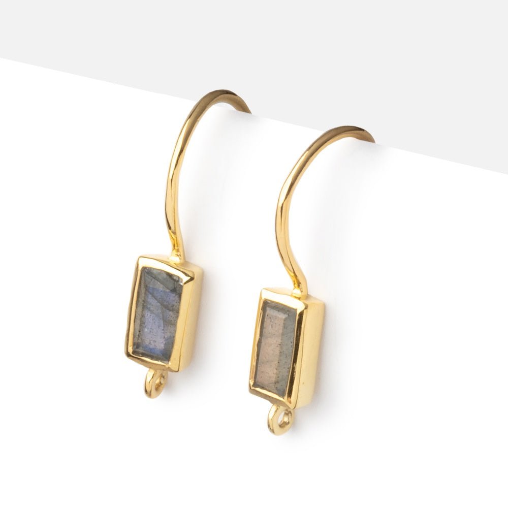 19mm Labradorite Baguette Ear Wire Set of 2 pieces