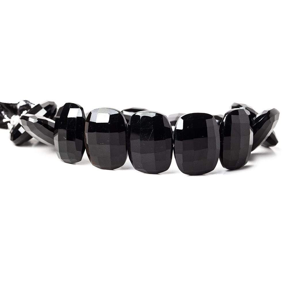 19x14mm Black Onyx side drilled Faceted Cushion beads 8 inch 14 pieces AAA