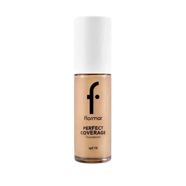 Flormar Perfect Coverage Foundation Makeup - High Coverage, Moisturizing & SPF15 Protection for Dry & Normal Skin