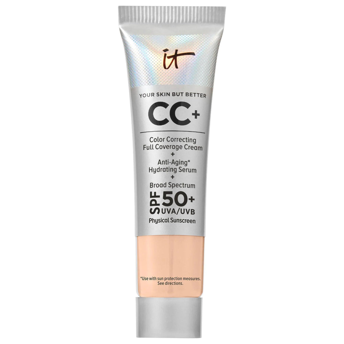 IT Cosmetics CC+ Cream: Full Coverage Color Correcting Foundation with SPF 50+ - Hydrating, Anti-Aging, Flawless Complexion