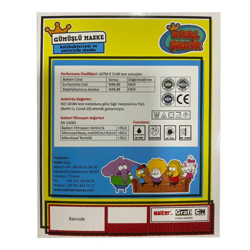 Siva Derm Silver Antibacterial Children's Face Mask for Girls - Kids Protection with Antiviral Properties