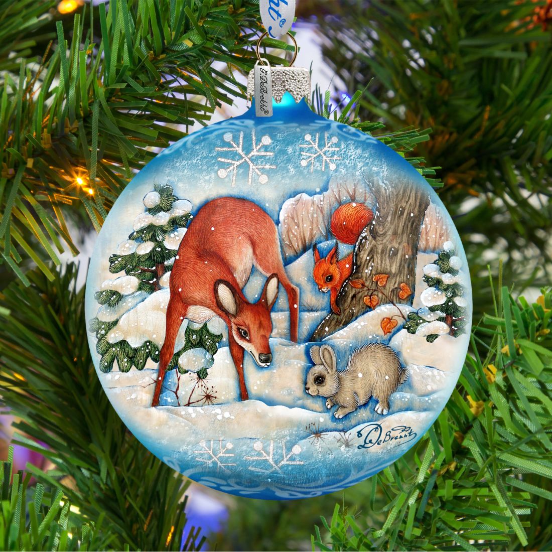 Forest Friends Ball Glass Ornament by G. DeBrekht - Wildlife Holiday Decor - 73412