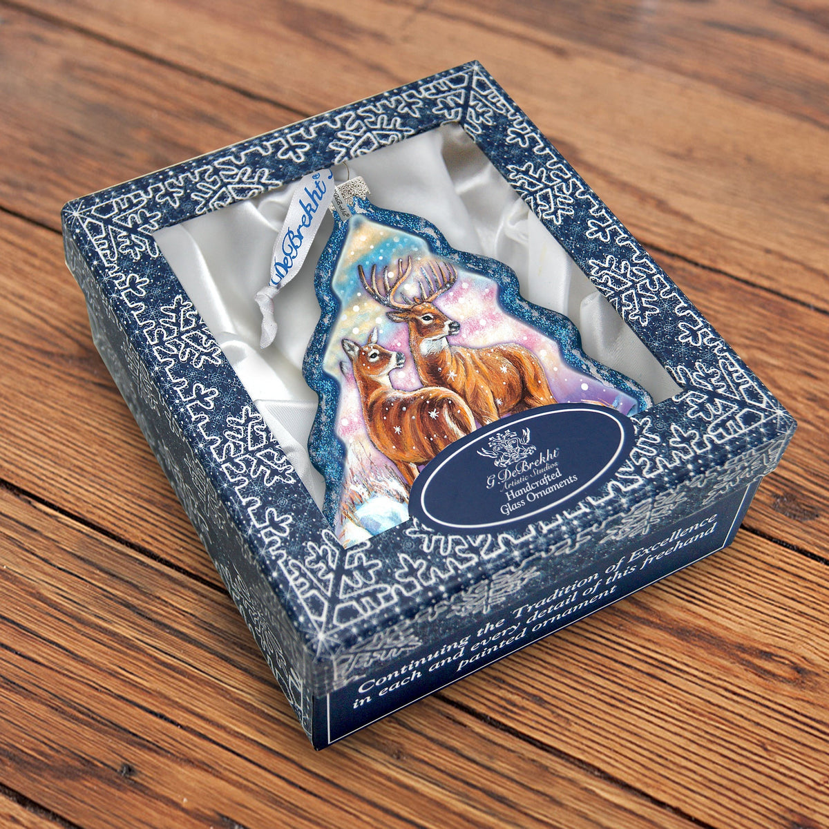 Deer Story Glass Ornament by G. DeBrekht - Wildlife Holiday Decor - 762-029