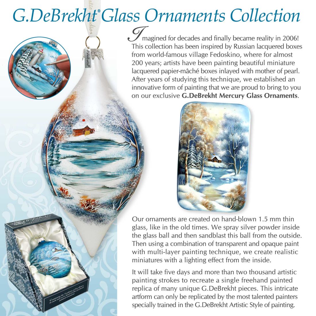 Village Celebration Snowflake Glass Ornament by G. DeBrekht - Christmas Decor - 754-014