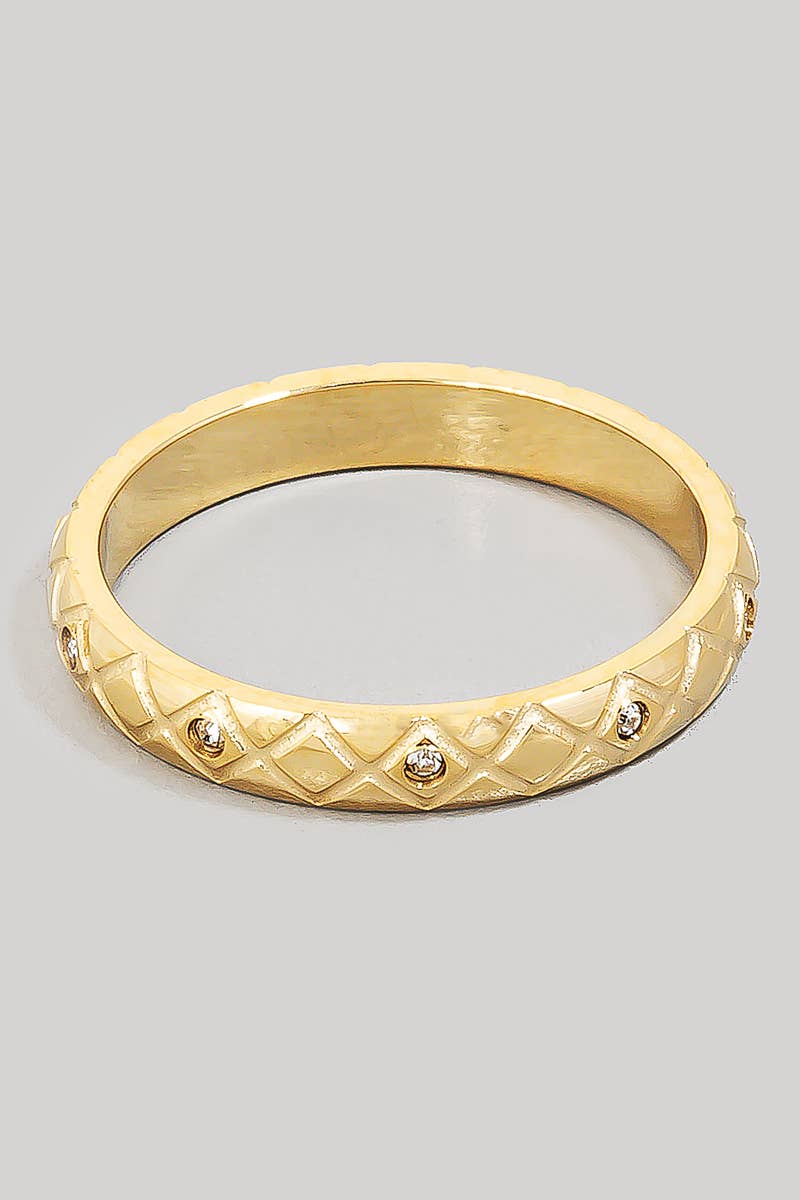 Bague Looks by Fame en argent sterling, matelassée et pavée de zirconiums cubiques, motif hachuré croisé