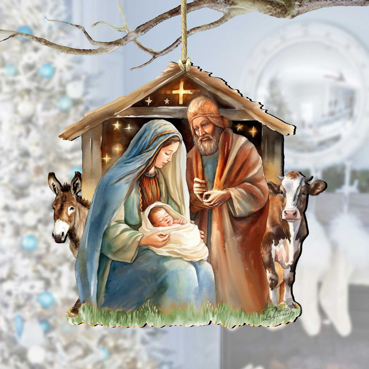 Born Under Bright Star Nativity Wooden Ornaments by G. DeBrekht Nativity Holiday Decor - 8611082