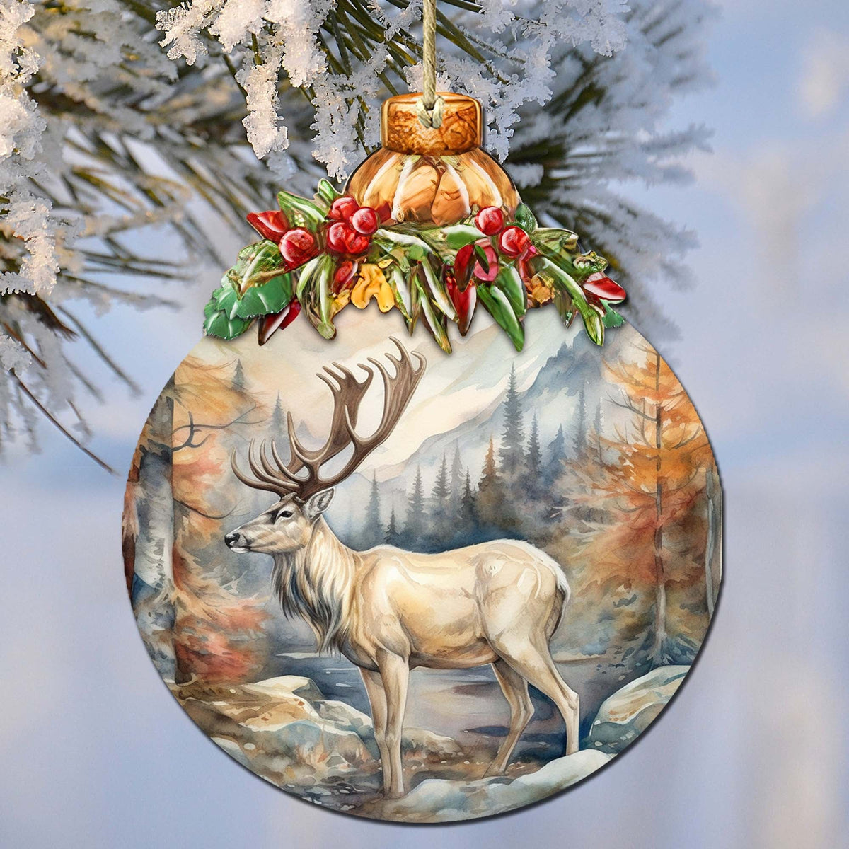 Alaskan Majestic Elk Wooden Ornaments by G.Debrekht - Wildlife Holiday Decor - 870028