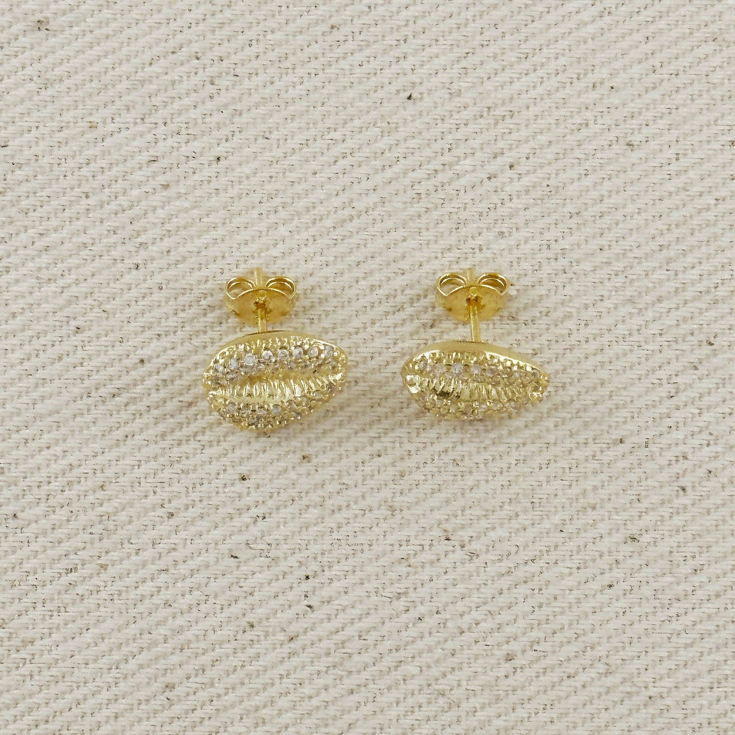 18K Gold Filled Cowrie CZ Stud Earrings